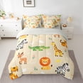 thumbnail image 2 of Homewish Cartoon Giraffe Zebra 7-Piece Twin Bedding Sets,Zoo Animal Lions Bedding Comforter Set,Wild Tiger Deer Crocodile Sheet Sets For Boys Kids,Breathable Home Decor Reversible, 2 of 8