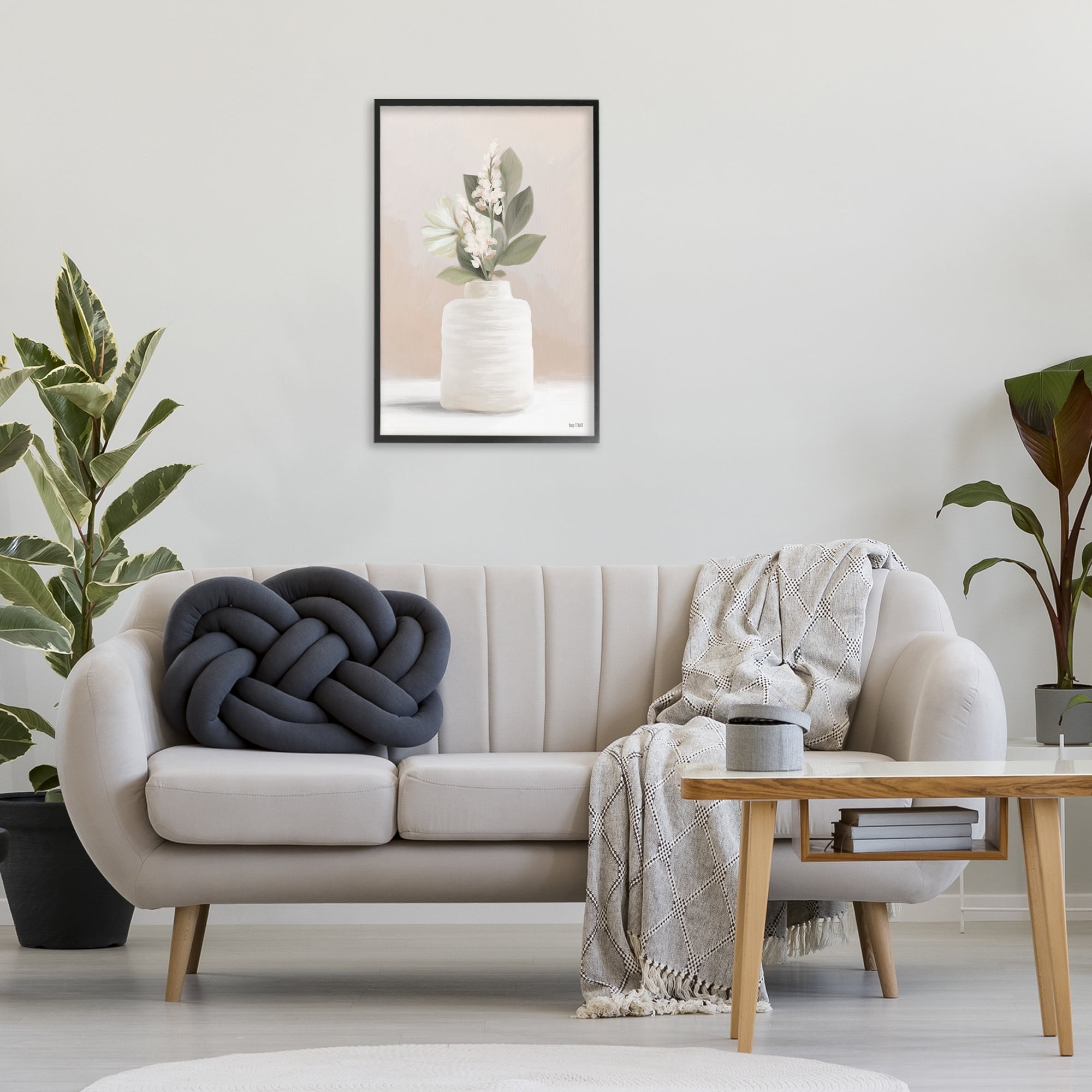 Stupell Industries Simple Potted Herb Botanical & Floral Painting Black Framed Art Print Wall Art, 20 x 30