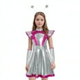 thumbnail image 2 of HCNTES Girls Alien Halloween Space Man Dress Up Metallic Dress With Arm Sleeves Alien Hair Hoop Set(7-8 Years,S30-Purple), 2 of 6