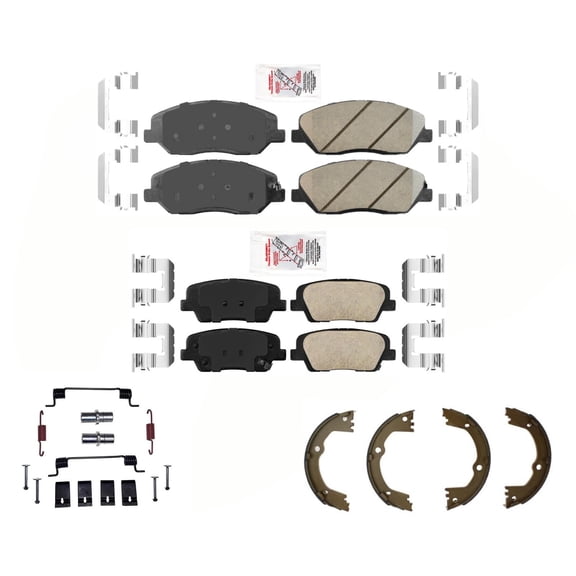 AmeriPRO Ceramic Brake Pads Parking Shoes Hardware For 2013-16 Hyundai Santa Fe