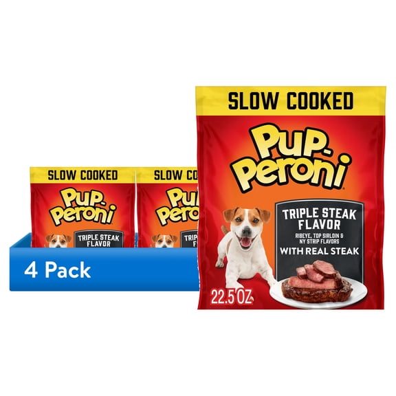(4 pack) Pup Peroni Triple Steak Flavor Dog Treats, 22.5 Ounce Bag