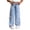 Blue, variant on KAUOD Jeans for Girls Baggy Wide Leg Cute Bow High Elastic Waisted Denim Pants Y2K Skater Streetwear Straight Trousers