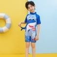 thumbnail image 5 of Boys Swimsuits Size 9-10 Cartoon Dinosaur Prints Bathing Suit Set Short Sleeve Shirts Shorts Hat 19 PC Rash Guard Sunsuit Boy Swimming Suits Kids Swimwear Sets A01 Blue 9-10 Years, 5 of 6