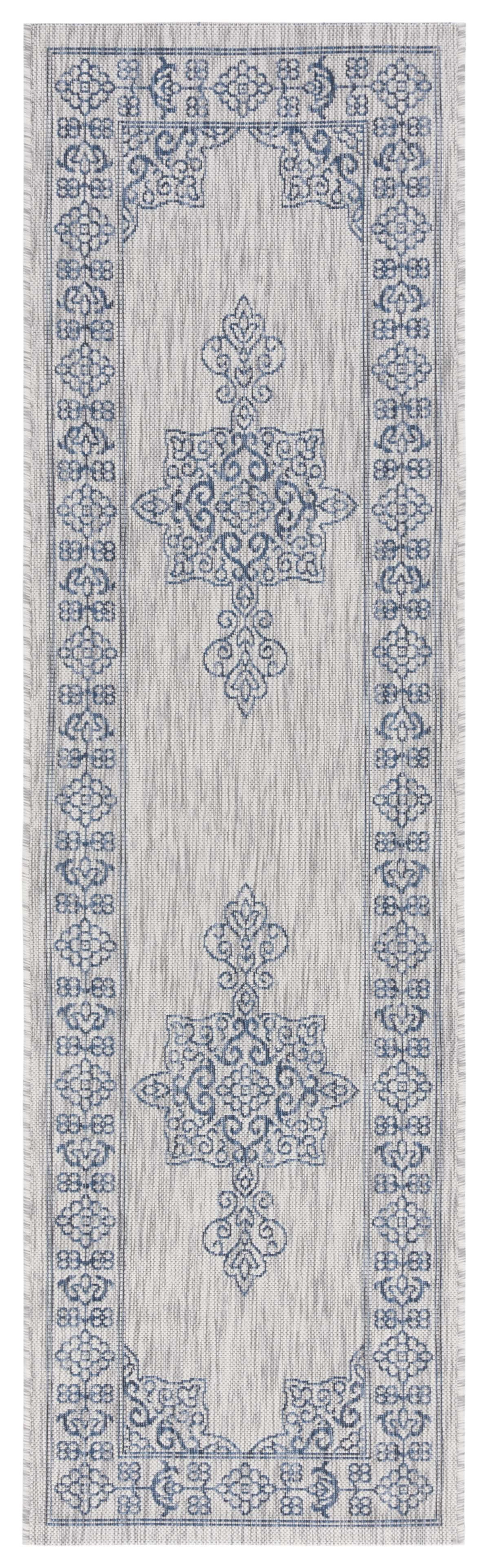 Safavieh Courtyard Delbet Medallion Indoor/Outdoor Runner Rug, Gray/Navy, 2'3" x 10'