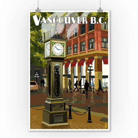 Vancouver, BC, Canada - Steam Clock - Lantern Press Artwork (9x12 Art Print, Wall Decor Travel