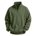 thumbnail image 4 of BXJX Boys Sweatshirts with Half Zip, Long Sleeve Waffle Knit Stand up Collar School Pullover Tops Army Green Size 3-4 T, 4 of 9