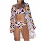 thumbnail image 1 of Trajes de Baño de Bikini de Mujer con Correas Impresas V Sexy Split Set de Tres Piezas, Diseño de Corte Alto para la Piscina de Playa Y las Vacaciones de Verano, 1 of 9