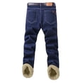 thumbnail image 4 of Men's Winter Lined Jeans for Business and Outdoor Regular Fit Dressy Denim Pants Color Blue Size 38, 4 of 7