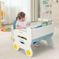 thumbnail image 2 of Costway Kids Drawing Table & Chair Set for Reading Playing with Pens & Blackboard Eraser Blue, 2 of 10