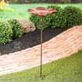 thumbnail image 2 of Evergreen 30"H Glass Bird Bath with Garden Stake, Red Swirl- Fade and Weather Resistant Outdoor Decor for Homes, Yards and Gardens, 2 of 5