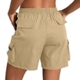 thumbnail image 5 of Cargo Shorts Women Baggy Y2K Summer Drawstring Elastic Waist Casual Wide Leg Bermuda Shorts with Pockets, S, 5 of 8