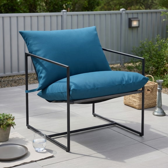 Topcobe 2 Pieces Sling Accent Chair Leisure Chair, Indoor Outdoor Conversation Furniture Sets, Navy
