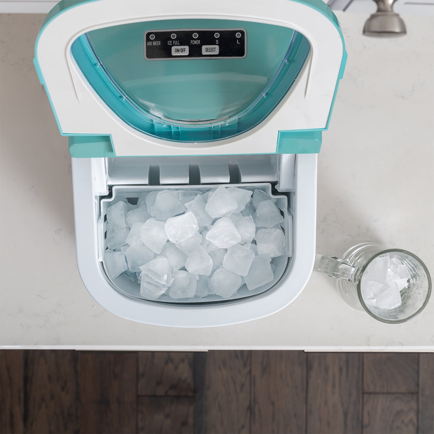 Deco Rapid Portable Automatic Electric Countertop Ice Maker - 6 Great Colors Compact Top Load 26 Lbs. Per Day Great For Party Hosting Never Run Out Of Ice Again, Self Cleaning (Turquoise)
