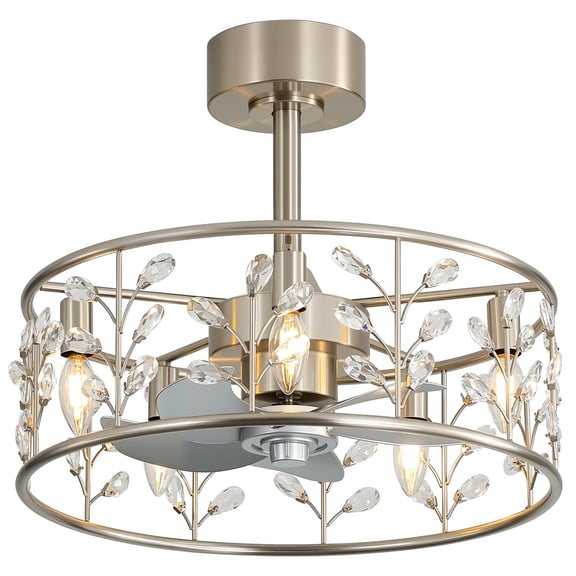 ALKAFY 20 inch Traditional Caged Ceiling Fan with Lights - 5 ABS Blades, 6 Speeds, Remote, Bedroom/Living/Kitchen/Dining