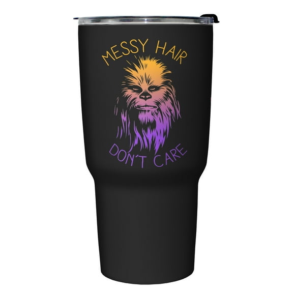 Star Wars Chewbacca Messy Har Don't Care Stainless Steel Tumbler w/Lid Black 27 oz.