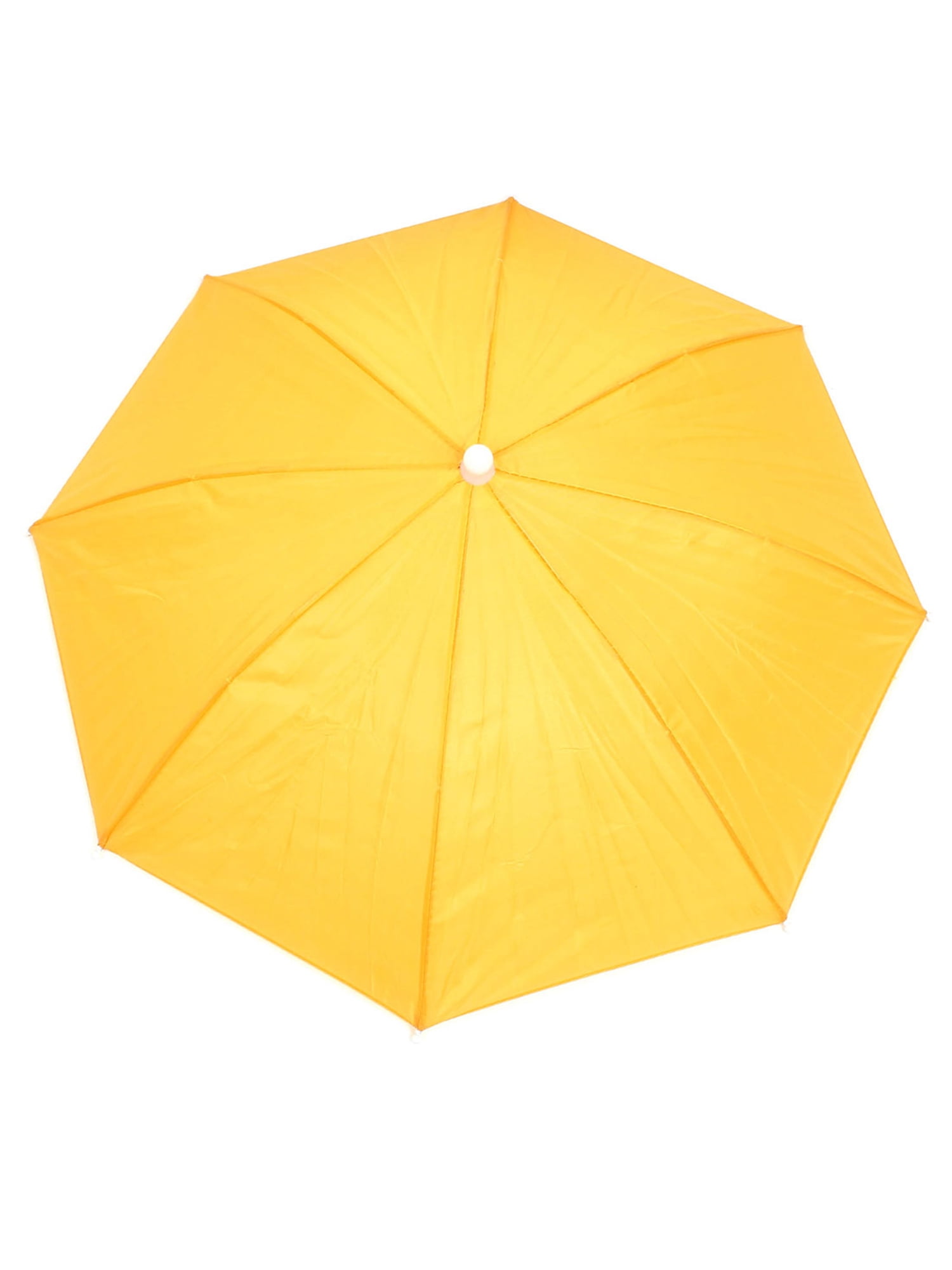 55cm Dia Polyester Headwear Umbrella Hat Yellow for Fishing Angling