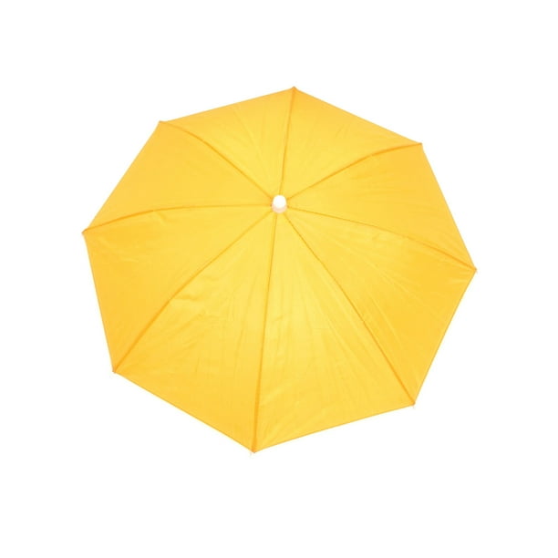 Unique Bargains 55cm Dia Polyester Headwear Umbrella Hat Yellow for