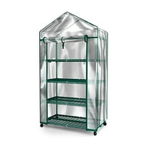 SESSLIFE Greenhouses for Outdoors, 4 Tiers Indoor Greenhouse with Wheels, Roll-up Zipper Door, Garden Plant Greenhouse Gent, 27.6" W x 19.3" D x 66.9" H, TE2438