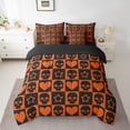 thumbnail image 2 of Erosebridal Skull Stars Bedding Sets Full Size, Sugar Gothic Bedding Full Size, Orange Patchwork Reversible Comforter Sets with Sheets, Microfiber Room Decor, 7 Pieces, 2 of 6