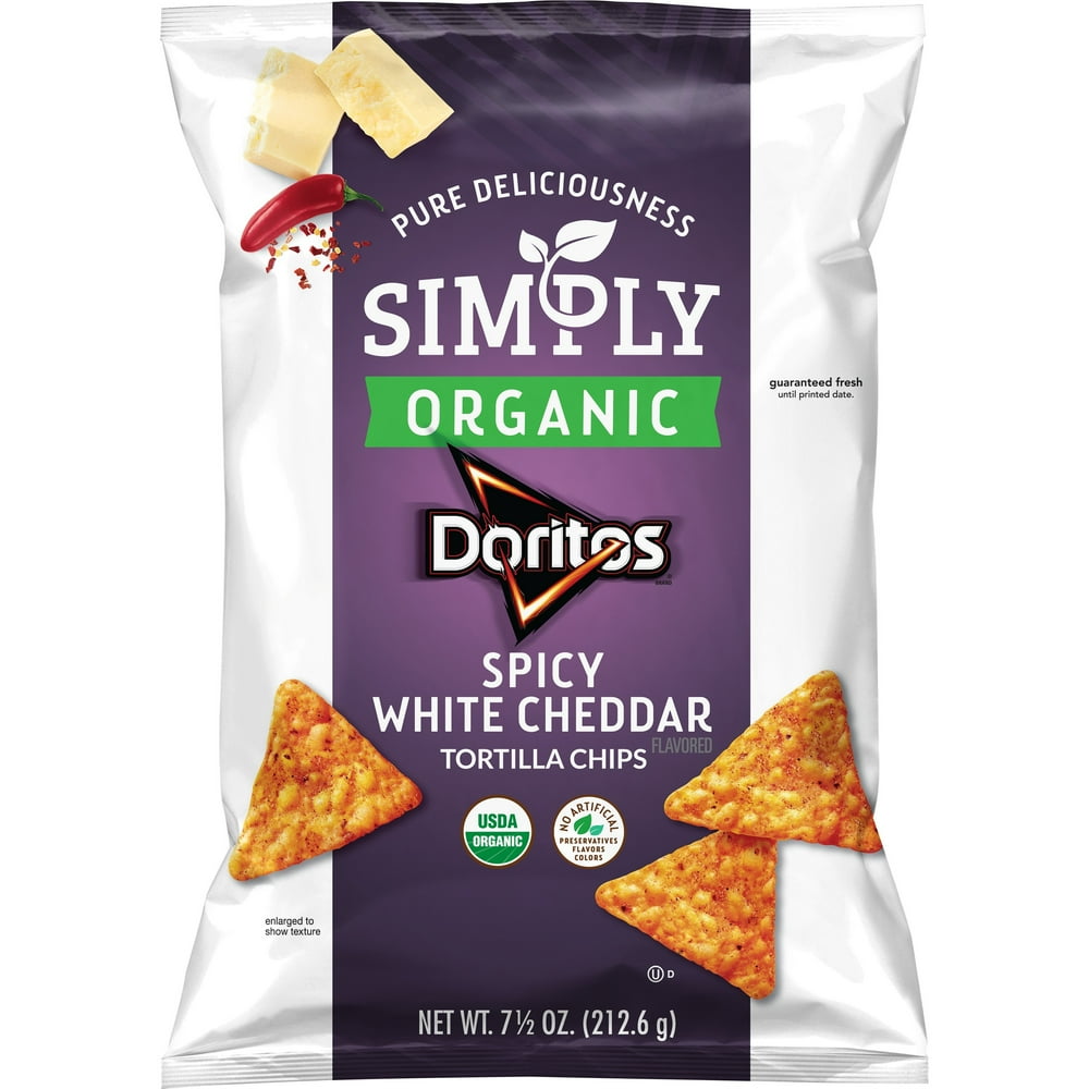 Simply Doritos Organic Spicy White Cheddar Tortilla Chips, 7.5 oz Bag