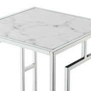Convenience Concepts Town Square Chrome End Table, Faux White Marble/Chrome Frame