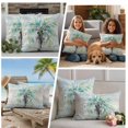 thumbnail image 5 of Teal Coastal Tree Outdoor Waterproof Pillow Covers, Seaside Palm Tree Tropical Botanical Decorative Square Throw Pillowcase Sofa Cushion Sham for Patio/Couch/Chair, 16"x16" 2 Pack, 5 of 8