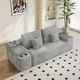thumbnail image 4 of 150''Width 5-piece Sectional Sofa with 2 Ottomans,Comfy U-shaped Sofa Couch for Living Room,Light Grey Plush Corduroy Fabric,LIGHT GREY, 4 of 8