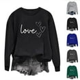 thumbnail image 5 of Graphic Sweatshirts for Women Love Print Round Neck Long Sleeve Cozy Tunic Tops Classic-Fitted Pullover Shirts (Blue,XL), 5 of 5