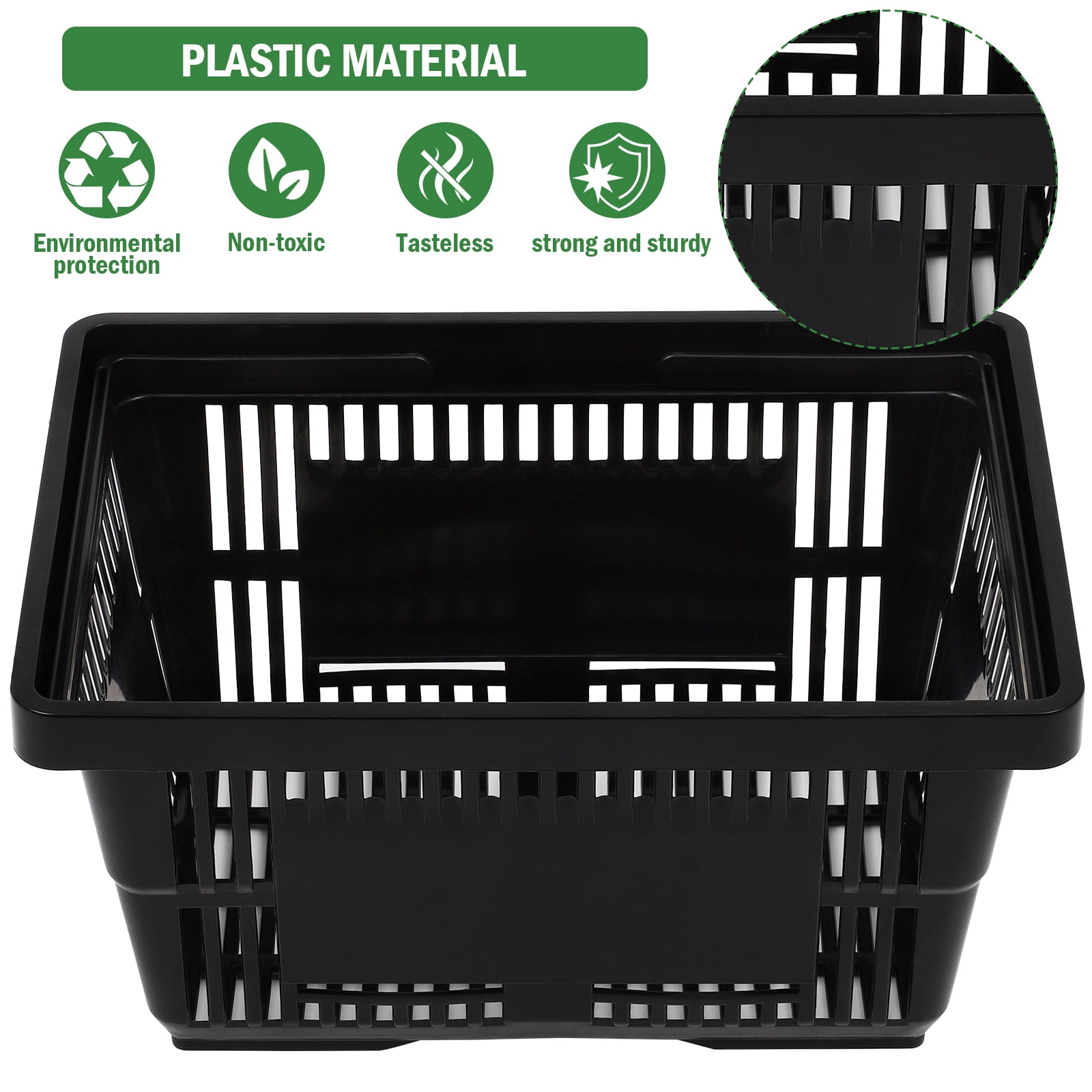 12PCS 21L Black Shopping Basket Basket With Plastic Handles For Supermarket shop