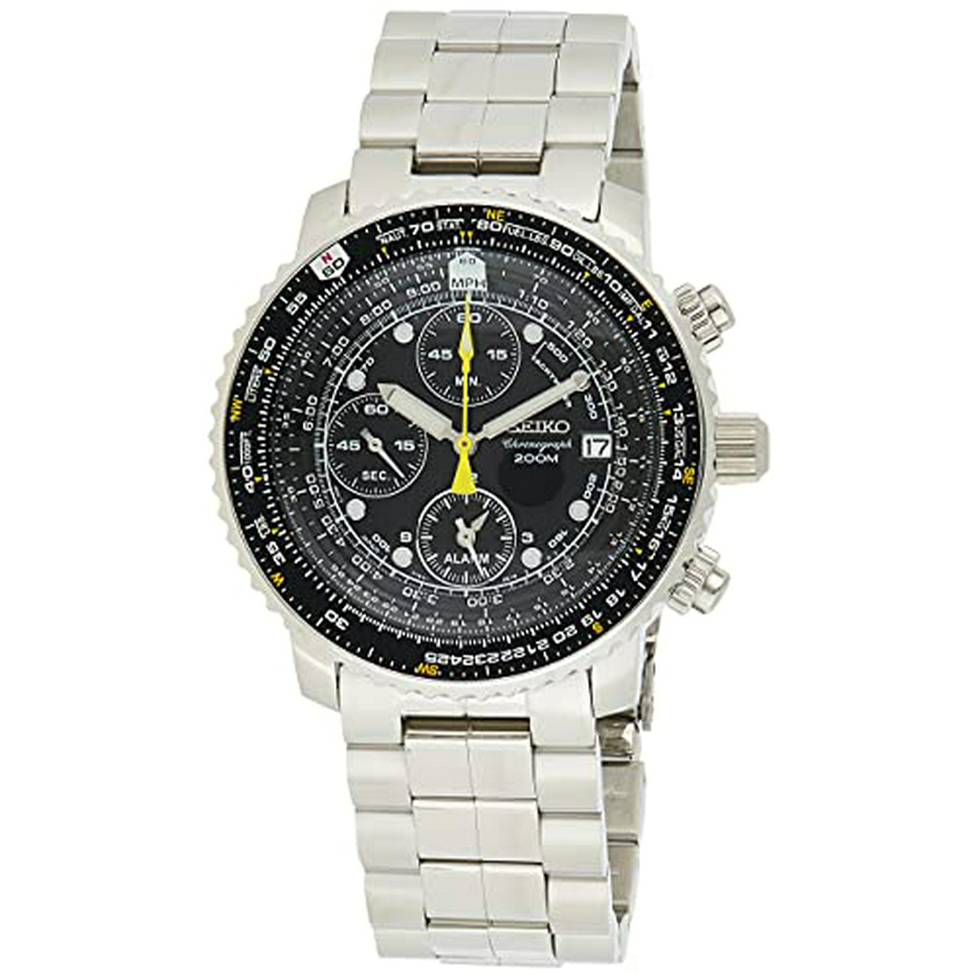Seiko Men s SNA411 Flight Alarm Chronograph Watch Walmart