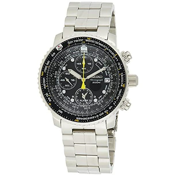 Seiko Men s SNA411 Flight Alarm Chronograph Watch Walmart