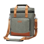 Wine Cooling Bag Leak Proof Picnic Cooler Bag Vintage Leather Refrigerator Bag,Black