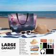 thumbnail image 5 of Ratiio lighthouse Waves Torrential Rain Print Large Capacity Beach Travel Bag, Polyester Waterproof Tote Bag with Zipper for Vacation and Daily Use, 5 of 6
