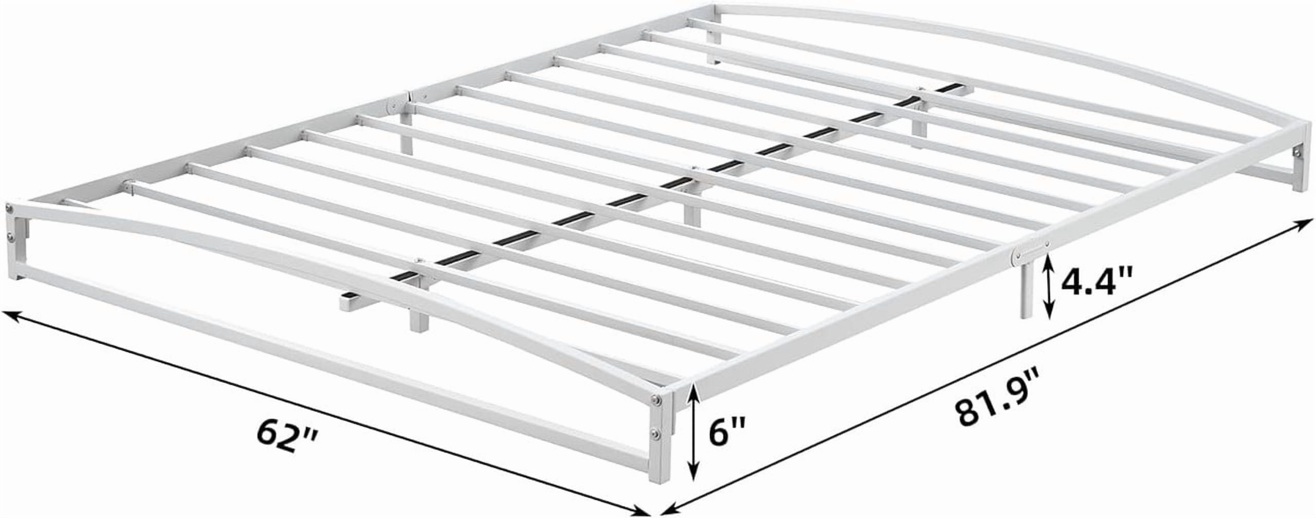 Queen Bed Frame Low Profile, 6 Inches White Metal Queen Size Platform Bed Frame, Mattress Foundation, No Box Spring Needed