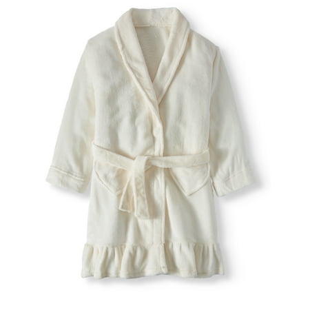 Girls Terry Cloth Robes - Girls' Ruffle Sleep Robe With Heart Pockets