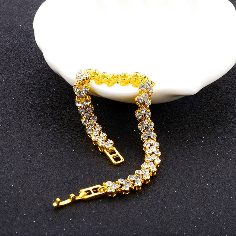 JikouIivo Diamond Inlay Bracelet Gold Plated Chain Party JikouIivo Diamond Inlay Bracelet Gold Plated Chain Party