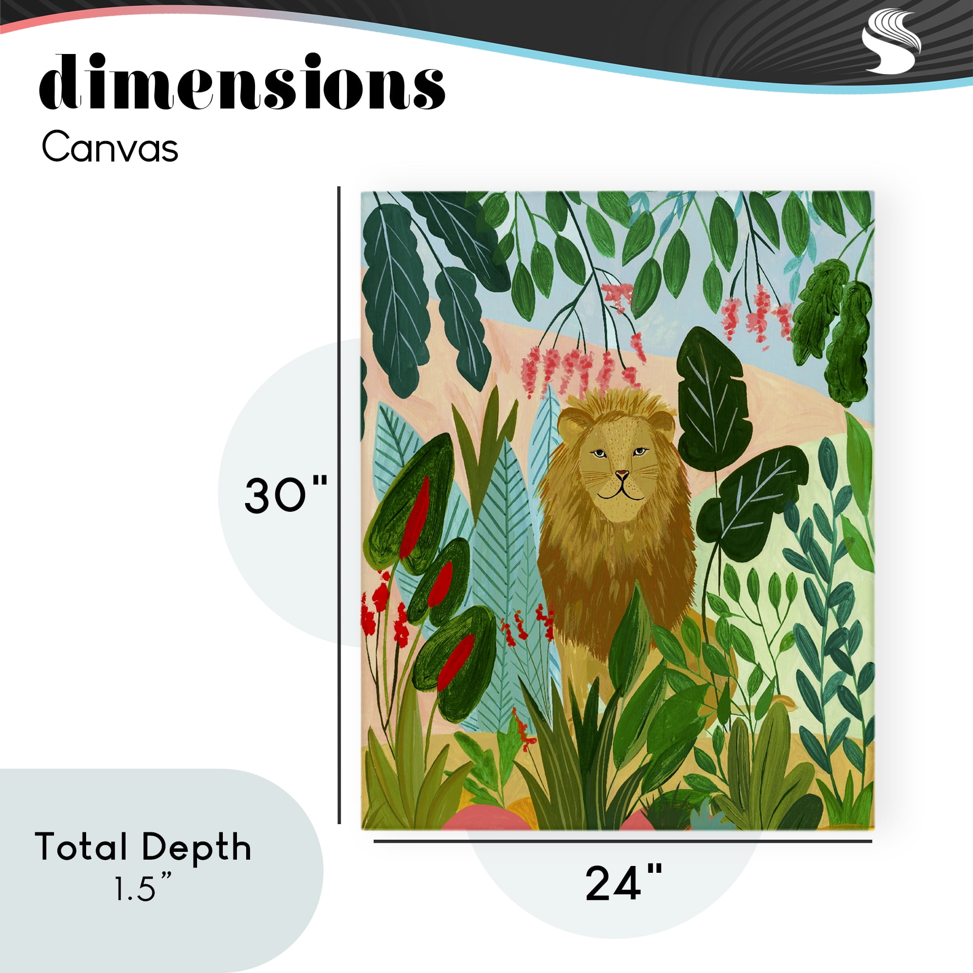 Stoic Lion Tropical Forest Canvas Wall Art, design by Nabeela Rumi