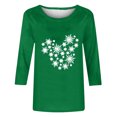 thumbnail image 3 of Fiudx Ofertas y Liquidaciones Camiseta de Manga 3/4 con Cuello Redondo y Estampado Navideño para Mujer, Jersey con Cuello Redondo, Top/Camisa de Manga Larga con Cuello Redondo, 3 of 3