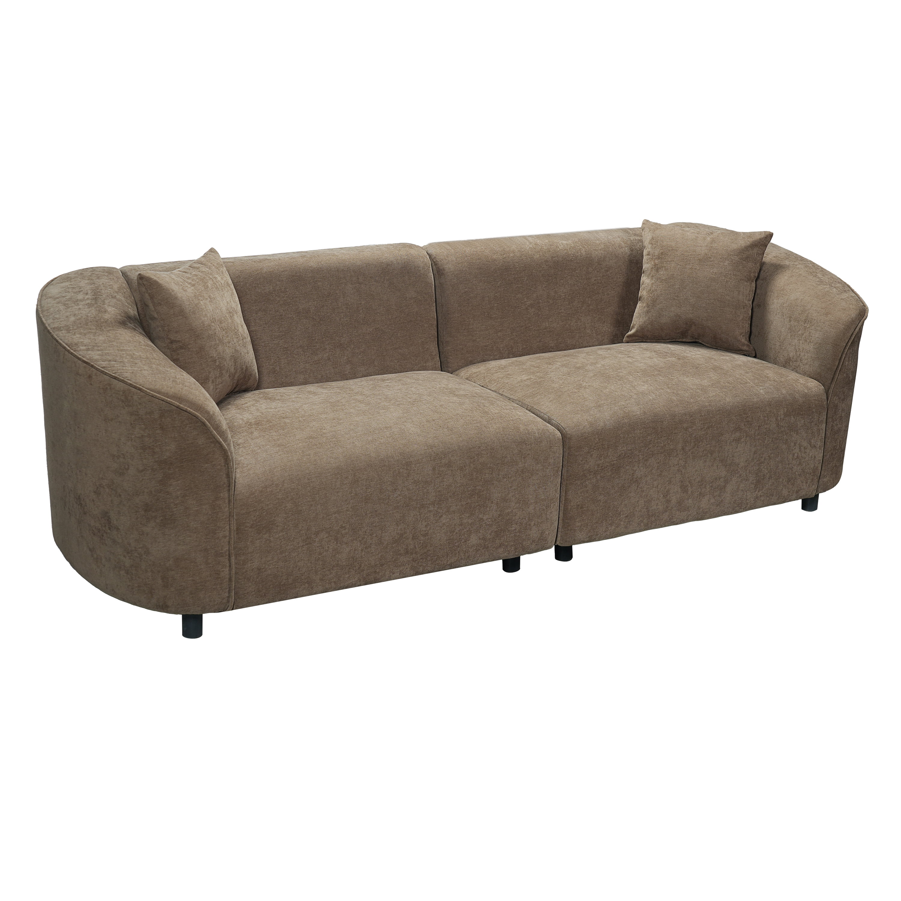 GARITIN 87 Inch Curved Contemporary Sofa in Brown, Plush Seating, Streamlined Design, Durable Frame, Modern Sofa for Living Room Apartment, Brown