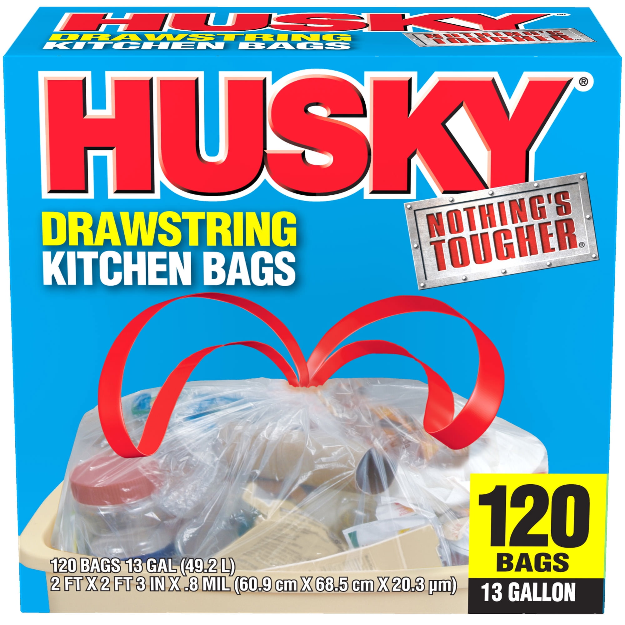 Husky 18 Gal Exp Drawstring 50 Ct White Compactor Bag 