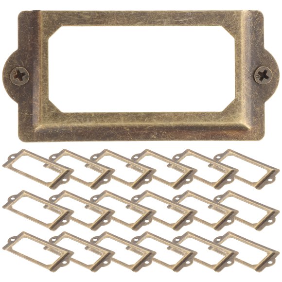 FRCOLOR Label Frame 2 Sets Drawer Label Vintage Cupboard Label Frame Cabinet Drawer Label Holder,2.76"X1.3"X0.04"