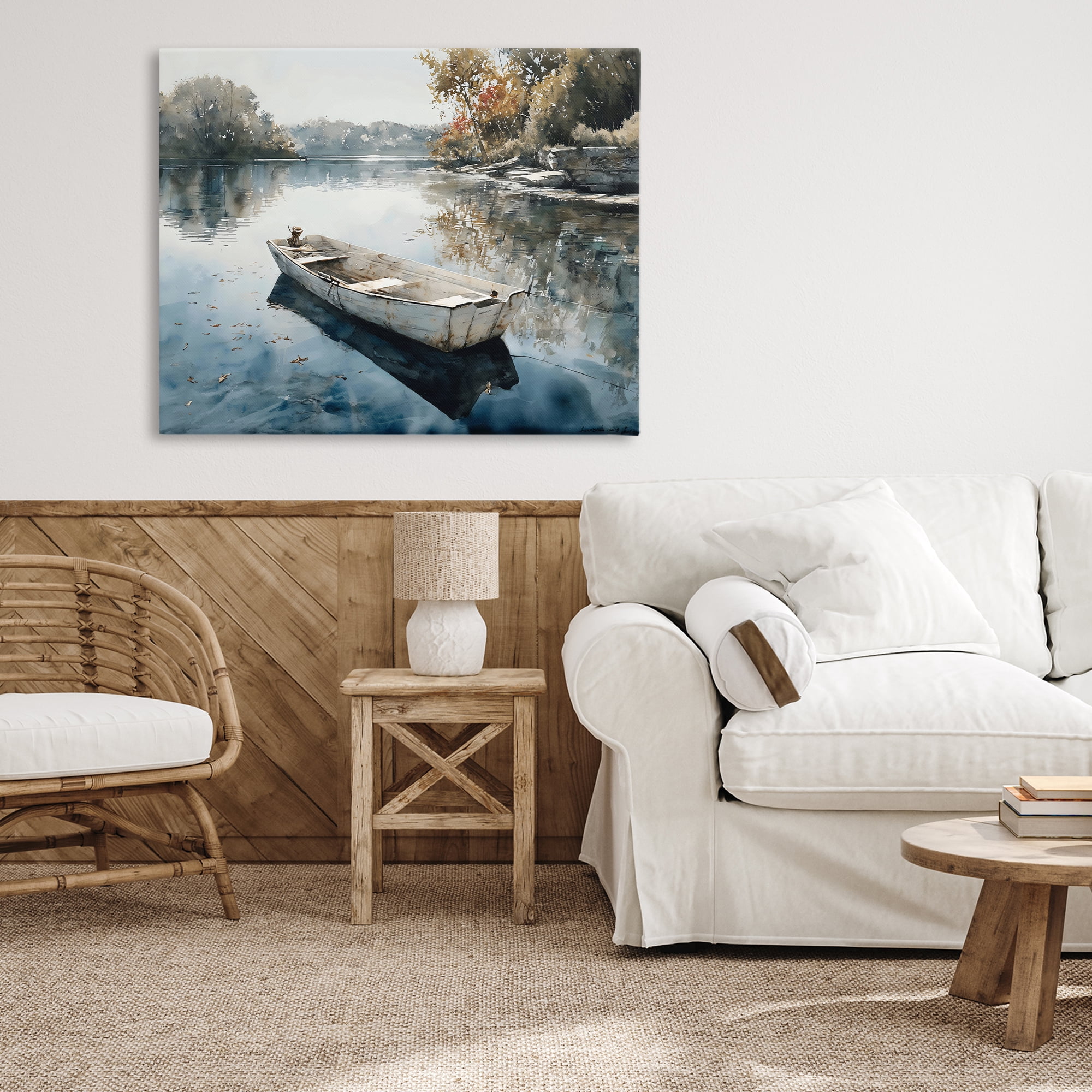 Stupell Industries Boat Ride Through Autumn Reflections Canvas Wall Art, design by Franklyn Gregory