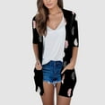 thumbnail image 2 of Youmylove Womens Lightweight Open Front Cardigans Summer Fall Outwear Tops Thin Cover Ups Three Quarter Sleeve Sweater Casual Coats Tops Print Chic Streetwear, 2 of 4