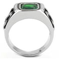 thumbnail image 3 of High polished (no plating) Stainless Steel Ring with Synthetic Synthetic Glass in Emerald for Women Emerald Stone Color Style TK3616 Size 9, 3 of 5
