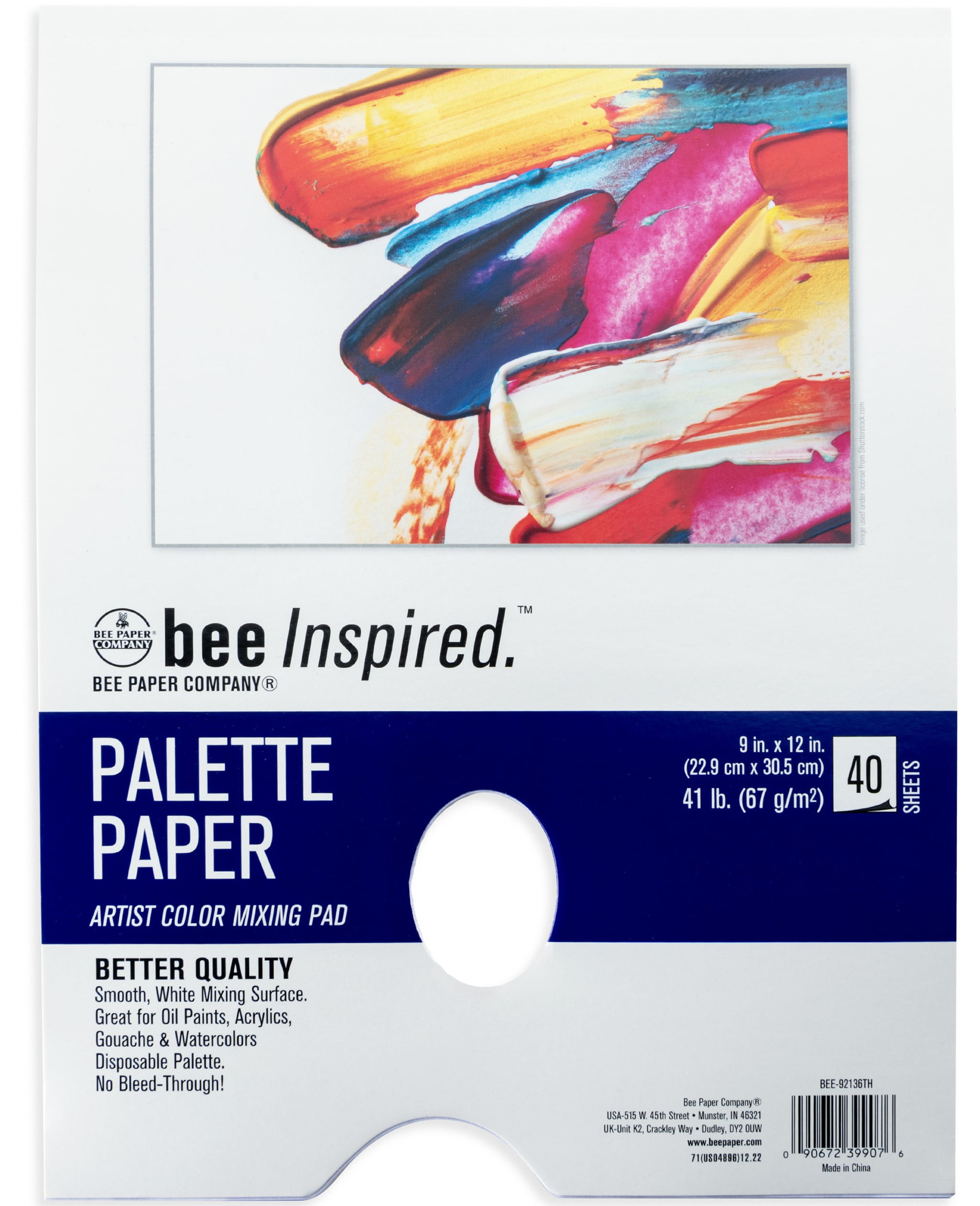Bee Paper - 9"x 12" Artist Color Mixing Disposable Palette Paper, 40 Sheets, 41 lb. 67 GSM