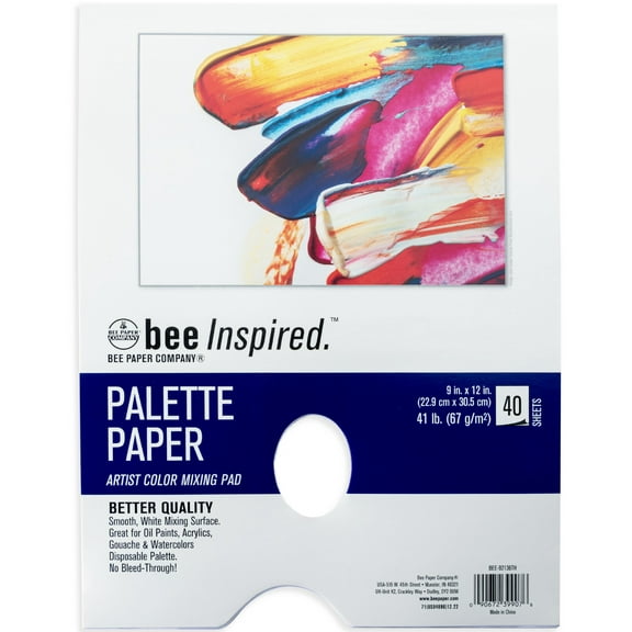 Bee Paper - 9"x 12" Artist Color Mixing Disposable Palette Paper, 40 Sheets, 41 lb. 67 GSM