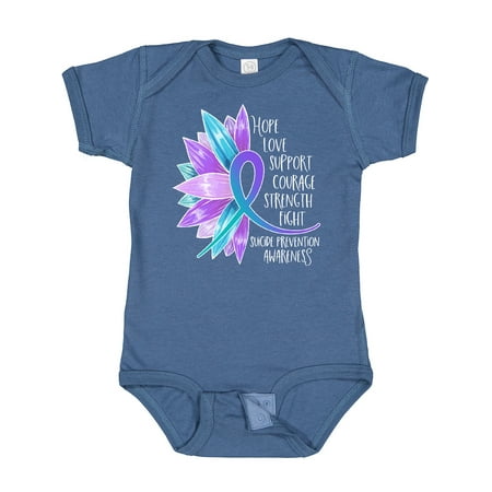 

Inktastic Suicide Prevention Awareness Purple Teal Sunflower Ribbon Boys or Girls Baby Bodysuit