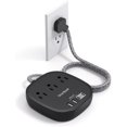 thumbnail image 3 of Regleta de enchufe plano, cable de extensión plano de 5 pies - 3 salidas 4 puertos USB (2 USB C) Estación de carga de escritorio de 22,5 W/4,5 A, regleta sin protección contra sobretensiones para cruc, 3 of 4