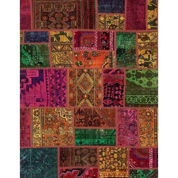 Ahgly Company Indoor Rectangle Abstract Saddle Brown Oriental Area Rugs, 7' x 9'