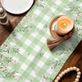 thumbnail image 3 of Watercolor Floral Table Runner - 36 Inch Long Spring Flowers Leaves Botanical Green Plaid Cotton and Linen Blended Dress Scarves Farmhouse Table Runner for Kitchen Dining, Coffee Table, 13" x 36", 3 of 8
